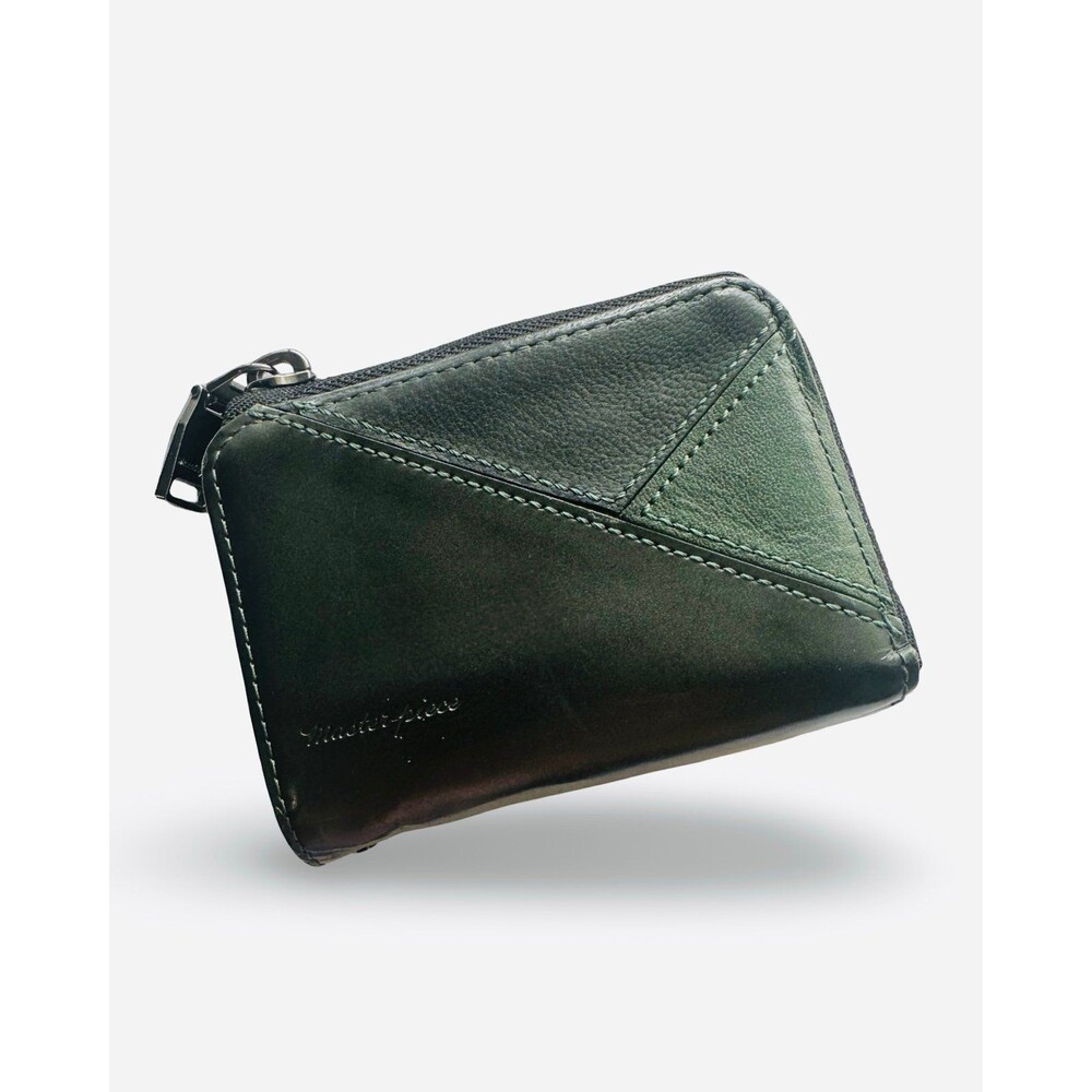 Master-piece Japan "Facet" L-Shaped Leather Zip Wallet & Keycase - Emerald Green